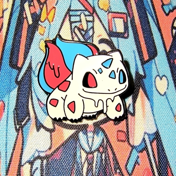 Pokemon Accessories - Bulbasaur Enamel Pin Anime Manga Pokemon Game Blue Red White Spooky Gothic